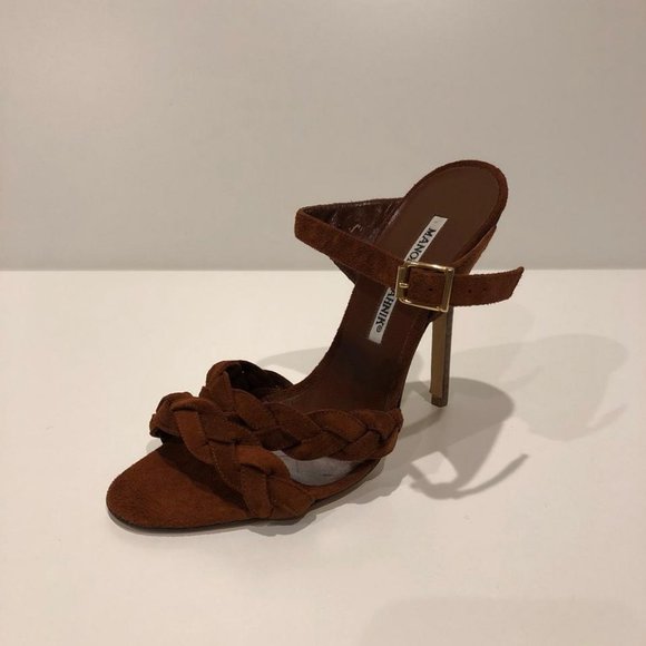 Manolo Blahnik New Braided Suede Mule Heel Sandal - Picture 3 of 10